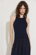 Vestido Longo Tricô Círculos Nervuras