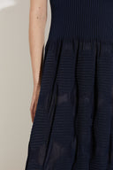 Vestido Longo Tricô Círculos Nervuras