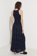 Vestido Longo Tricô Círculos Nervuras