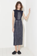 Vestido Midi De Tricô Discos Metalizados