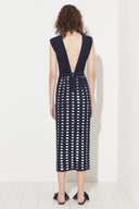Vestido Midi De Tricô Discos Metalizados