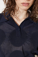 Blusa Polo Tricô Círculos Nervuras