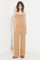 Calça Longa Com Bolso Lateral De Tricô