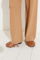 Calça Longa Com Bolso Lateral De Tricô