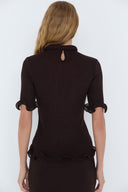 Blusa Manga Curta Tricô Barra Curva