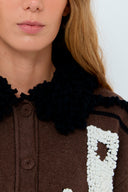 Jaqueta em Jacquard de Tricô com Bordado Cadeiras