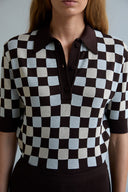 Polo de Tricô Quadriculado Tela