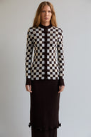 Blusa de Tricô Quadriculado Tela