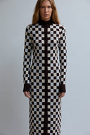 Vestido de Tricô Quadriculado Tela