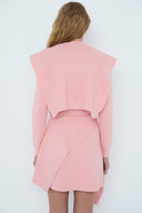 Pull em Tricô Liso com Sobreposição e Minissaia em Tricô Liso com Sobreposição