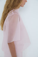 Blusa em Tricô Canelado com Organza de Seda