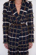 Blazer de Tricô Bordado com Fio de Seda