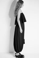 Vestido Decote Reto em Tricô Balonê Torcido com Cinto de Tassel