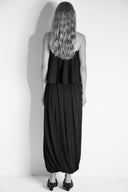 Vestido Decote Reto em Tricô Balonê Torcido com Cinto de Tassel
