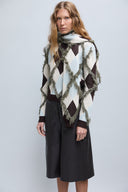 Pull em Tricô Argyle Bordado com Fio de Seda