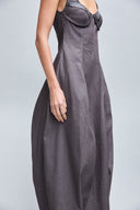 Vestido com Recortes de Couro