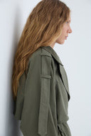 Parka de Sarja com Tricoline Pregueada