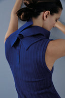 Vestido De Tricô Parcial Com Gola Removível
