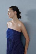 Vestido De Crepe Com Tiras De Tricô