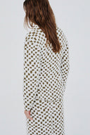 Pull Acinturado Em Tricô Jacquard Quadriculado