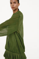 Saia Tricô Organza Babado Cone