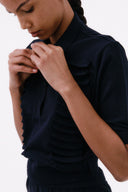 Blusa Polo De Tricô Babado Cone