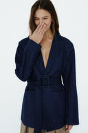 Blazer Jeans Com Tricô