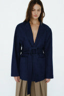 Blazer Jeans Com Tricô