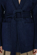 Blazer Jeans Com Tricô