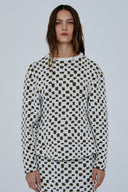 Pull Acinturado Em Tricô Jacquard Quadriculado