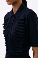 Blusa Polo De Tricô Babado Cone