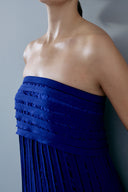 Vestido De Crepe Com Tiras De Tricô