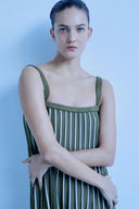 Vestido Tricô Listras Com Alças