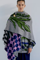 Poncho Jacquard Pé De Pavão