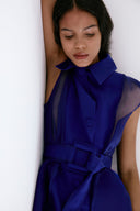 Colete De Algodão Com Organza De Seda