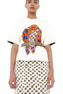 Saia Midi Em Tricô Jacquard Quadriculado