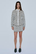 Minissaia Em Tricô Jacquard Quadriculado