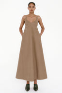 Vestido Evasê De Sarja