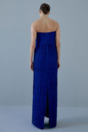 Vestido De Crepe Com Tiras De Tricô