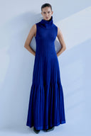 Vestido De Tricô Parcial Com Gola Removível