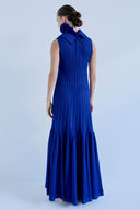 Vestido De Tricô Parcial Com Gola Removível