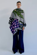 Poncho Jacquard Pé De Pavão
