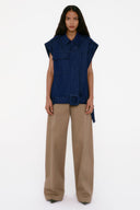 Colete Jeans Com Tricô
