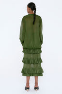 Saia Tricô Organza Babado Cone