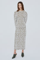 Saia Midi Em Tricô Jacquard Quadriculado