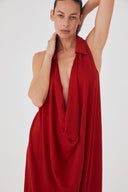 Vestido em Tricô Liso com Decote Degagê