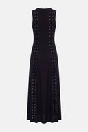 Vestido Midi em Tricô Trançado com Ilhós